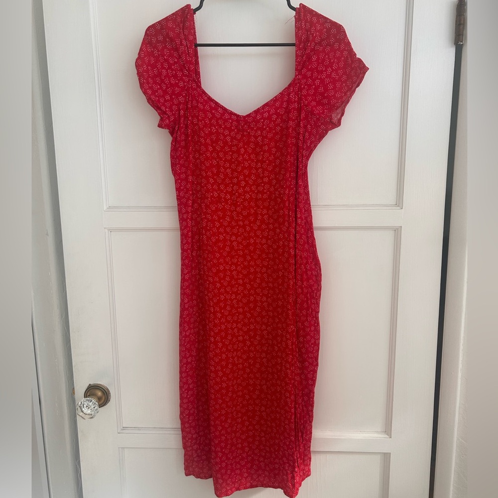 Cotton On Red ditsy floral midi Dress